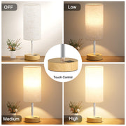 Aooshine Bedside Lamps, Table Lamp for Living Room Bedroom, Touch Dimmable | Touch Lamps Bedside with USB A+C Charging Ports, Small Lamp, Fabric Shade for Kids Room, Study, Dorm, Office, Bulb Included