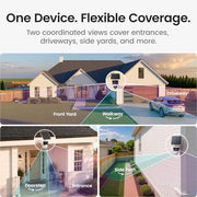 aosu T2 Pro 3K Dual Cam Outdoor Security Camera, Solar Powered, AI Tracking | 170° Wide & 360° PTZ, No Blind Spots, Local Storage ,Full Color Night Vision,AI Human Vehicle Tracking, 8X Zoom
