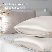 Vielit 2 Pack Satin Pillowcase for Hair and Skin Cooling,Soft as Silk Pillowcase for Hair and Skin,Easier Care than Silk Pillow Case Beige 50x75cm Gifts for Women Envelope & 2 Scrunchies