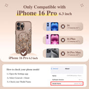 GVIEWIN for iPhone 16 Pro Case Compatible with MagSafe Screen Protector | Military Grade Protection, Full Camera Protection, Floral Translucent, Women Magnetic Phone Case, Floratopia/Brown