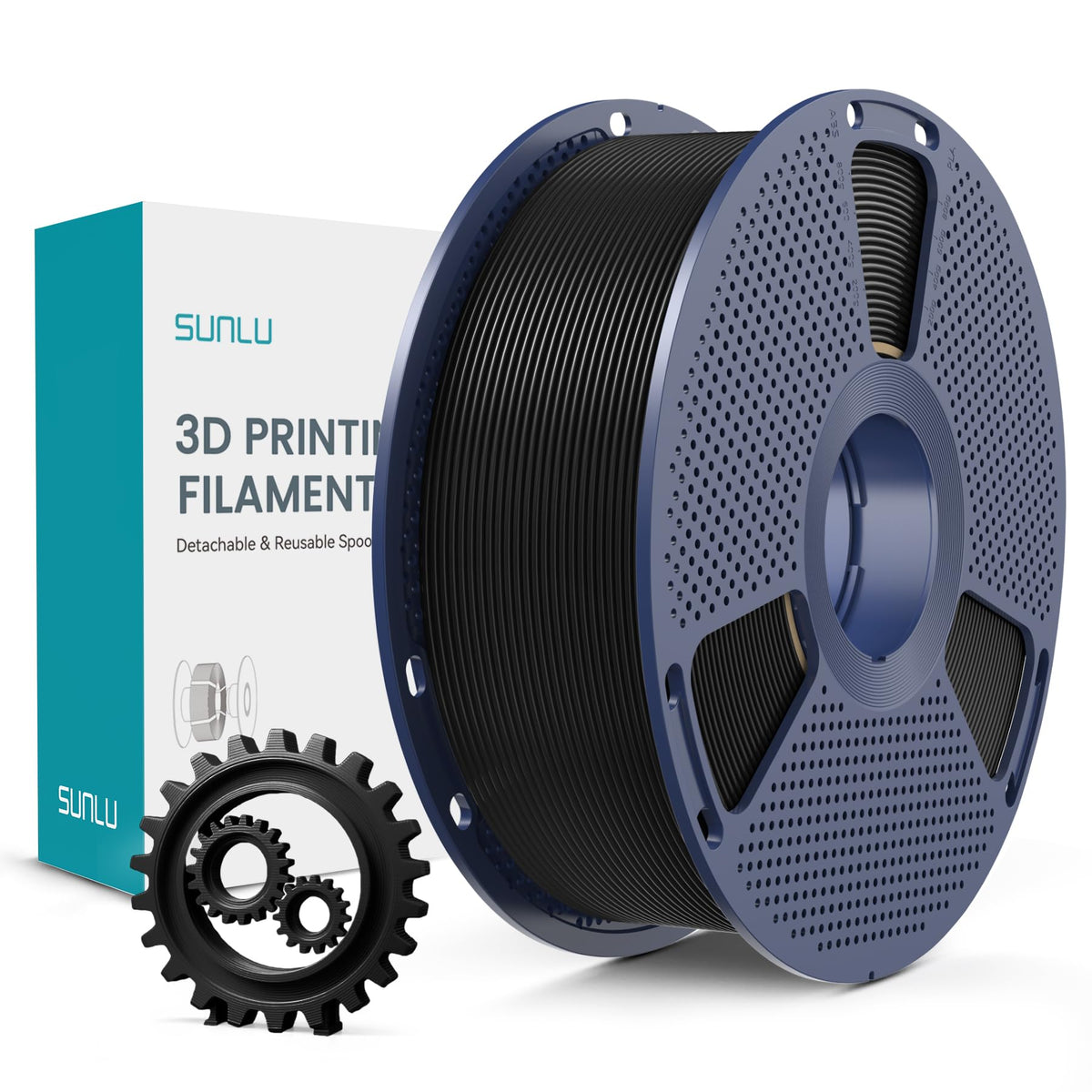 SUNLU Premium PLA+ Filament 1.75mm, Enhanced Durability and High Strength | PLA Plus 3D Printer Filament for 3D FDM Printers, 1kg Spool, pla+ Black