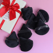BEAKEY Powder Puff, 12pcs Face Triangle Powder Puffs for Loose & Foundation | Black Velvet Makeup Puff for Contouring & Baking, Ultra-soft Cloud Kiss Makeup Tools for Setting, Reusable & Washable