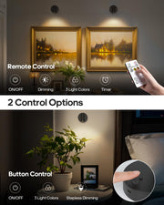 GOODEA Battery Operated Spot Light Indoor with Remote, Up to 30 Days, 3 CCT | 360° Rotable, Dimmable Rechargeable Picture Light for Wall, Tree Spotlight Indoor, Uplighting Stick on Wall for Plant Artwork