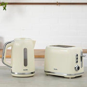 Breville Bold Vanilla Cream Electric Kettle | 1.7L | 3kW Fast Boil | Cream & Silver Chrome [VKT223]