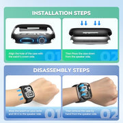 Misxi 2-Pack Waterproof Case for 44mm Apple Watch SE3/SE2/SE/Series 6/5/4 | Cover with 9H Tempered Glass Screen Protector for SE 3/SE 2/SE/Series6/5/4, Anti-Scratch, Matte Black