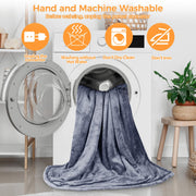 Heated Blanket Electric Throw 160x130CM, Dark Grey, Heating Blanket | 10 Levels &1-9H Timer Auto-Off, Machine Washable, Soft Flannel Sherpa Full Body Warming, Sofa Bed Office Use