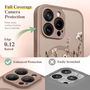 GVIEWIN for iPhone 16 Pro Case Compatible with MagSafe Screen Protector | Military Grade Protection, Full Camera Protection, Floral Translucent, Women Magnetic Phone Case, Floratopia/Brown