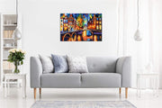 Framed Canvas Wall Art - Leonid Afremov Bridges of Amsterdam Painting | Colourful Nighttime Cityscape Print for Living Room, Bedroom, Hallway - Ready to Hang on Solid Pine Frame, Panther Print