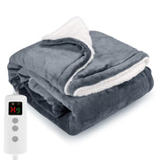 Heated Blanket Electric Throw 160x130CM, Dark Grey, Heating Blanket | 10 Levels &1-9H Timer Auto-Off, Machine Washable, Soft Flannel Sherpa Full Body Warming, Sofa Bed Office Use