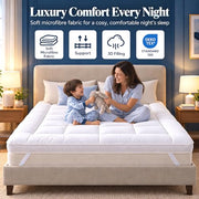 10cm Thick King Size Mattress Toppers - 1100GSM Hollowfibre (150X200cm) | Mattress Topper Kingsize Bed, Quilted Microfibre-Breathable, Hypoallergenic, Noiseless, Elastic Corner Straps