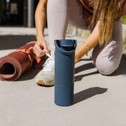 BrüMate Rise 25oz Water Bottle With 100% Leakproof Covered Silicone Straw | Insulated Stainless Steel Water Bottle | Cup-Holder Friendly | Fast Flow | Soft Sip Spout | BPA-Free (Nightfall Blue)