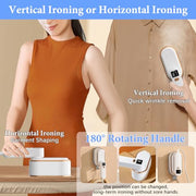 Steam Iron Travel Steamer with LCD Screen, 10S Fast Heat-up 2000W Steamer Clothing with 180° Rotatable Handle, Portable Handheld Clothes Steamer, 3 Steam Levels for Travel, Home, Office (White)