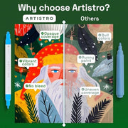 ARTISTRO 24 Acrylic Paint Pens Dual-Tip Dot+Fine for Rock, Glass & Fabric | Precision Colour for Colouring Books & Small Details, Water-Based, Quick-Dry & Low-Odour, Art Gift for Kids, Teens & Adults