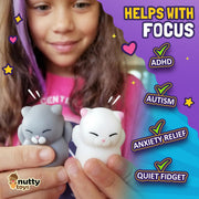 Nutty Toys Squishy Cat Set - 2" Soft Silicone Kawaii Kitties, Top Stress Relief Toy 2026 Unique Gifts for Teens Kids Women Men Adults Best Teenage Girls Teen Boy Tween Christmas Stocking Stuffers Idea