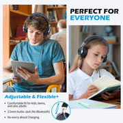 AILIHEN C8 Kids Wired Headphones with Mic for School, 3.5mm Jack, BlackBlue | On Ear Headsets and Volume Control Foldable, Corded Computer Chromebook for Children Teens Classroom Online Learning Travel