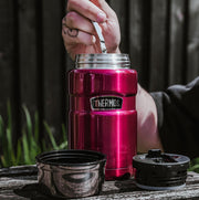 Thermos Stainless King Cranberry Red Food Flask (710ml) 14h Hot | 24h Cold | Thermal vacuum insulated stainless steel metal hot food container with lid for soup, meal prep, work packed lunch, camping