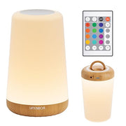 UPXNBOR Night Light, LED Touch Bedside Lamp for Bedroom, Living Room & Kids | Table Lamp with Remote Control, Dimmable Light, 13 RGB Colours and 5 Brightness Levels, Timer, Hook, USB Rechargeable,1 Pack