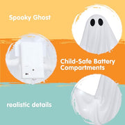 JOYIN Halloween Hanging Light up Ghost, 47" White Ghosts with Cold White LED Light and Timer Halloween Hanging Decoration Waterproof for Front Yard Patio LawnGarden Party Decor Indoor Outdoor