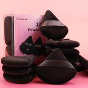 BEAKEY Powder Puff, 12pcs Face Triangle Powder Puffs for Loose & Foundation | Black Velvet Makeup Puff for Contouring & Baking, Ultra-soft Cloud Kiss Makeup Tools for Setting, Reusable & Washable