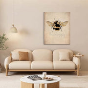 Framed Canvas Wall Art 12x16 Inch Bee Happy Inspirational Quote Artwork Rustic Bee Picture Modern Wall Canvas for Living Room Bedroom Hallway and Stairs Wall Decoration Prints with Hooks Magic Tape