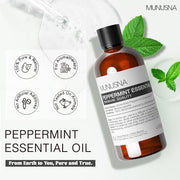 MUNUSNA Peppermint Essential Oil 100ml, Pure Natural Oil for Diffusers | Peppermint Oil with Fresh Cool Herbal Aroma, Steam Distilled for Candle Making, Soaps, Massage Blends and DIY Projects