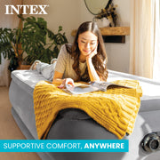Intex Dura-Beam Deluxe 18" Twin Size Air Mattress with Built-in Pump | 64411ED - Comfort-Plush Portable Inflatable Bed for Camping, Travel & Guests