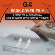 G4GADGET Transparent Self-Adhesive Book Cover Film, Clear Sticky Back Plastic, 33cm x 3m, Waterproof, Ideal for Books, School Textbooks, Drawings, Car Manuals, Documents, Exercise Books