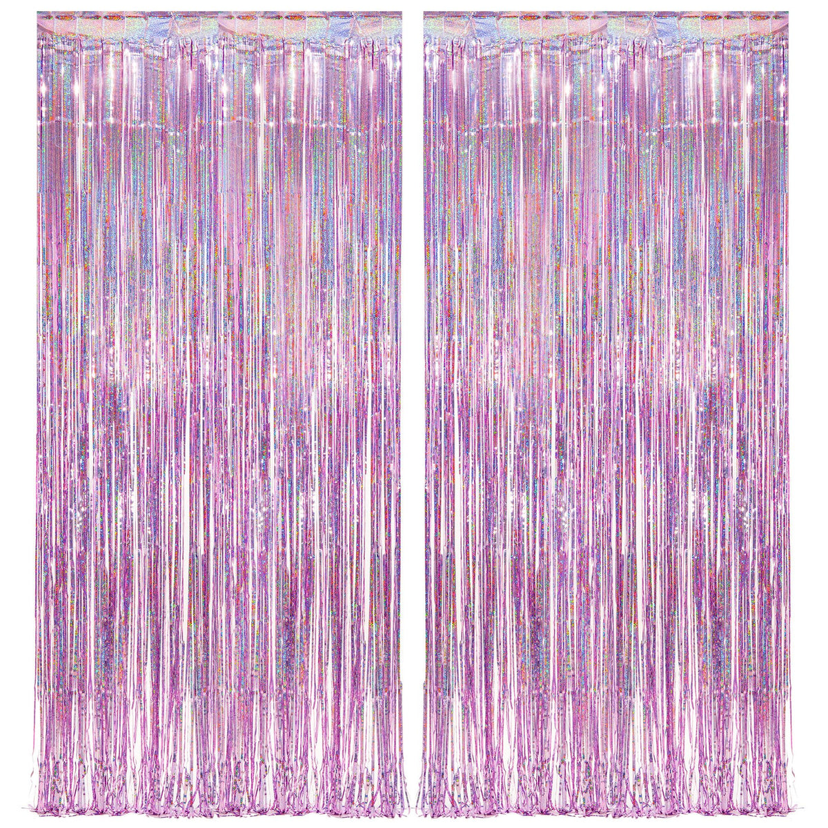 Pink Tinsel Curtain Party Backdrop Glitter - GREATRIL Foil Fringe Curtain Lilac Pink Streamers Decor for Birthday Girl Princess Unicorn Christmas Bachelorette Euphoria Party Decorations - 2 PCS