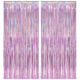 Pink Tinsel Curtain Party Backdrop Glitter - GREATRIL Foil Fringe Curtain Lilac Pink Streamers Decor for Birthday Girl Princess Unicorn Christmas Bachelorette Euphoria Party Decorations - 2 PCS