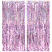 Pink Tinsel Curtain Party Backdrop Glitter - GREATRIL Foil Fringe Curtain Lilac Pink Streamers Decor for Birthday Girl Princess Unicorn Christmas Bachelorette Euphoria Party Decorations - 2 PCS