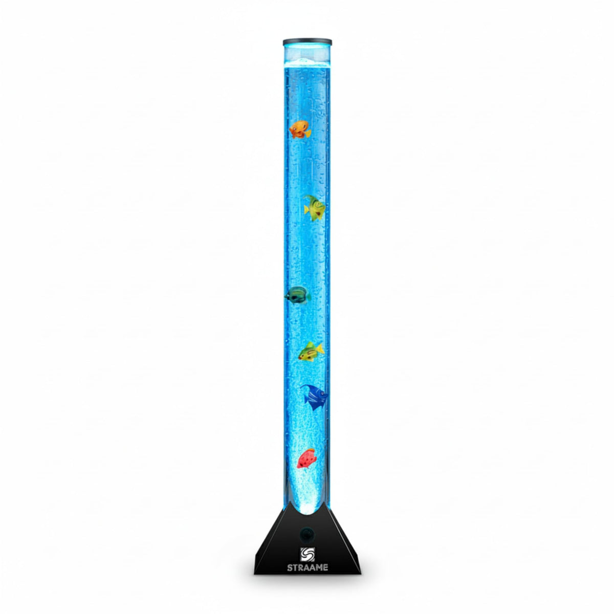 Straame 90cm LED Bubble Fish Lamp, Colour Changing Sensory Lamp, Black Base | 6 artificial fish, adjustable bubble flow, front dial, acrylic tube and UK plug for bedrooms, living rooms & sensory room use
