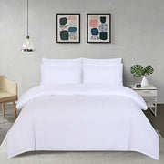 100% Egyptian Cotton Duvet Cover Set |200 Thread Count Plain Dyed Duvet Quilt Cover Set With Free Pillowcases| Non-Iron Easycare Bedding Set - Single Double King Super King Sizes (White, Double)