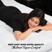 4AS Supersoft Single Mattress Topper - 1100 GSM Microfibre Filling 4 Inch (10cm) Extra Thick Mattress Topper with Elasticized Corner Straps - White (Single 90x190 cm)
