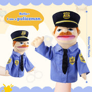 Role Play Hand Puppets Hand Plush Chef Doctor Fireman Pirate Detective Athlete Nurse Worker Hand Puppet Toys Puppets for Kids Storytelling Imaginative Pretend Play Teaching Preschool(Police)