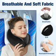 Cirorld Travel Pillow for Airplane, Neck Pillow for Travel, Memory Foam Travel Neck Pillow for Adults, Adjustable & Compact Flight Pillow, Ergonomic Neck Cushion, With Ear Plugs, Eye Mask, Carry Bag