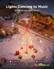 Govee Christmas Cone Tree Lights, 9ft 610 LEDs RGBIC Christmas Tree Light | Smart App Control, IP67 Waterproof Outdoor String Lights for Halloween Christmas Decorations, 100+ Scene Modes, Music Sync