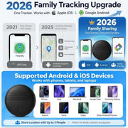 GPS Tracker for Kids with Real-Time Location Tracking & Family Sharing, Apple & Android Compatible, No Monthly Fees & No SIM Card, Wristband & Keychain Included, IP68 Waterproof, Black