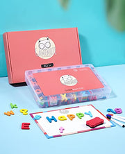 Gamenote Magnetic Alphabet Letters Kit, 238 Pcs with Magnet Board | Full-cover foam magnets, Double-sided dry erase board, Organized storage, Upper and lower letters for phonics & CVC practice