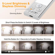 Gritin Under Cabinet Kitchen Lights Rechargeable 2 Pack-3 Color Temps | 5 Level Brightness, Super Bright,4 Modes,Motion Sensor,Long Lasting-Easy Installation Strong Magnetic Under Closet Light-26CM