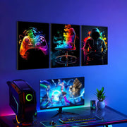 KiKiHong Gaming Framed Wall Art Set of 3,Gaming Wall Decorations | Gamer Framed Canvas for Boys Room,Game Room & Bedroom Decor 12x16 Inch(30x40cm)
