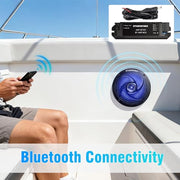 STUDIOFINIX 5.25" 160W Bluetooth Waterproof Marine Speakers - 2 Way Weather Resistant Boat Audio with LED Lights, and Low Profile Slim Style Suitable for Boat, RV, ATV, UTV, Golf Cart (1 Pair, Black)