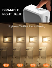 PURSNIC Night Light Plug in Wall, Dusk to Dawn, 3000K Warm White, 2 Pack | Brightness Adjustable, Auto ON/OFF, Energy Saving LED Plug-in Nightlight for Kids, Bedroom, Hallway, Stairs, Nursery