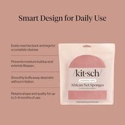 Kitsch African Net Sponge – Exfoliating Body Scrubber – Berry Pink, 3 Pcs | for Cleansing & Gentle Daily Exfoliation – Stretchable Bath Sponge for Hard-to-Reach Areas – Long-Lasting Shower Essential
