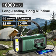Leaton Hand Crank Emergency Radio, NOAA Weather Radio AM/FM,10000mAh | Solar charging, Rechargeable Battery Powered, USB-C Charger, Flashlight, SOS Alarm, for Camping Survival Emergencies
