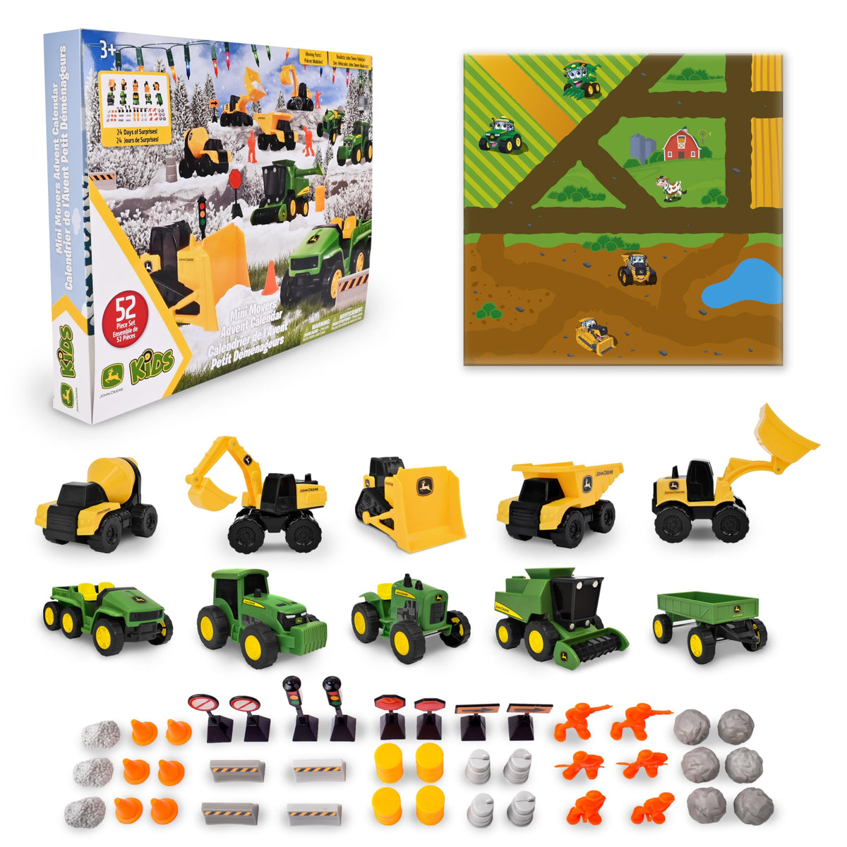 John Deere Mini Movers Advent Calendar | Kids 2026 Christmas, 24 Days of Surprises, Toy Car Playset, Holiday Gifts for Toddler, Back to School, Potty Training Rewards