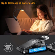 Gritin 16 LED Reading Light, Book Light - Eye Caring 3 Color Temperatures | Stepless Dimming Brightness, Power Indicator, Long-Lasting Rechargeable, Lightweight Flexible Clip on Lamp for Book Lovers