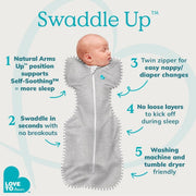Love To Dream™ Swaddle UP™, Small 3.5-6 kg - Grey, Snug Fit, Supports Healthy Sleep Routine, 1.0 Tog - Ideal for 20-24°C Temperatures, Machine Washable Cotton & Double Zip for Easy Nappy Changes