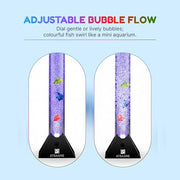 Straame 90cm LED Bubble Fish Lamp, Colour Changing Sensory Lamp, Black Base | 6 artificial fish, adjustable bubble flow, front dial, acrylic tube and UK plug for bedrooms, living rooms & sensory room use