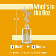 Glade Reed Diffuser, Romantic Vanilla Blossom, 50ml | Long-Lasting Home Fragrance, Continuous Room Air Freshener for Up to 5 Weeks, 1 Glass Diffuser & 5 Reed Sticks