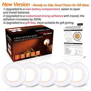 STAR-SPANGLED 2.8” Stick on Puck Lights AAA Battery Operated, 5 Pack Warm | Round Under Cupboard Touch Spot Light, Mini Push Tap LED Night Lamp Battery Powered for Cabinet Closet Wall Kitchen Bookshelf